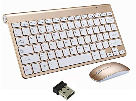 Teclado y Mouse inalámbricos, Combo de Mouse y teclados inalámbricos portátiles Ratón Ajustable de tamaño Completo 2.4G dpi silencioso para Windows, Mac OS, Laptop Smart TV-UK Layout