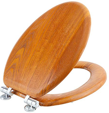 Angel Shield Wood Toilet Seat Elongated with Soft Close,Easy Clean,Quick-Release Hinges(Elongated,Wood)