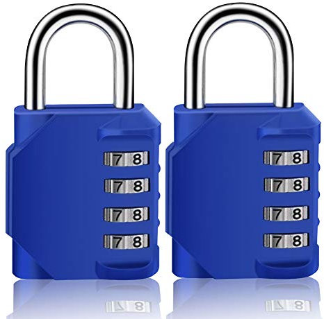 HYCOPROT Combination Padlock Locker Padlock Waterproof Resettable Padlocks 4 Digit Code Lock for School Gym Lockers Outdoor Hasp Cabinet Gate Shed Fence (2 pcs, Blue)