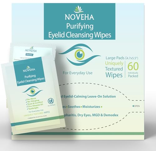 Salviette antimicrobiche per palpebre e ciglia,Per prurito, occhi secchi, stili e blefarite, ipoallergeniche e lenitive per occhi sensibili, confezione da 60