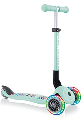GLOBBER JUNIOR Foldable Fantasy Lights – Tretroller, 120/80 mm, ABEC 5, 3-rädrig, LED-Leuchtrollen
