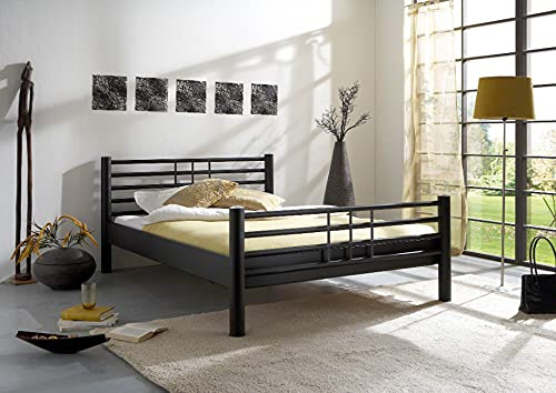 Beauty.Scouts Metallbett Flora schwarz Struktur matt Kopf- und Fußteil verschied Größen DICO Bett Übergröße kleine Größe Sondergröße Schlafzimmerbett Größe 90 x 200 cm