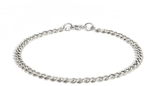 Made by Nami Brazalete Hombre Acero Inoxidable Cuban Link Eslabones Plateado – Mosquetón Seguro 18-22cm