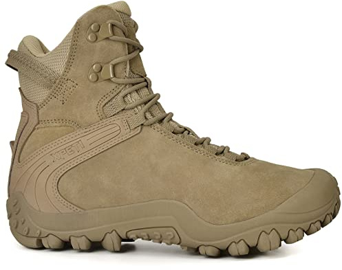 XPETI Men's Tactical Boots Lightweight Army Boots for Men 9.5 Desert Tan