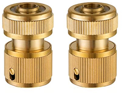 SyiXute 2 Pcs Brass Hose Connector,Hose End Quick Connect Fitting,1/2 (13 mm) Brass Garden Hose Connector for Gardening,Home Watering,Car Washing
