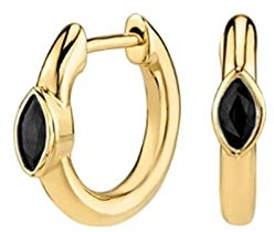Daesar Creolen Silber 925, Ohrringe Damen mit Schwarz Zirkonia Gold Ohrringe Orientalisch für Frauen Mädchen