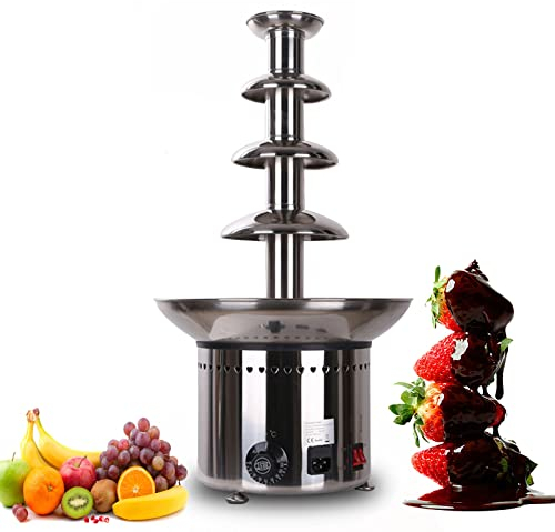 Stainless Steel with Temperature Control Chocolate Waterfall Machine, Sauce Melting Pot Perfect Commercial Chocolate Fondue Fountain (4 Tier)