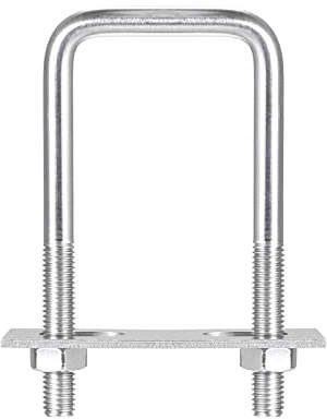sourcing map Pernos cuadrados en U, 52 mm, ancho interior de 120 mm de longitud, M10 304, perno de abrazadera en U de acero inoxidable con tuercas y placas, para remolque de barco