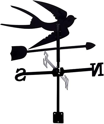 Girouette Hirondelle Silhouette Indicateur Vent Direction Girouette Outil Mesurer Girouette avec Revêtement Antirouille pour Artisanat Décoration Extérieure A