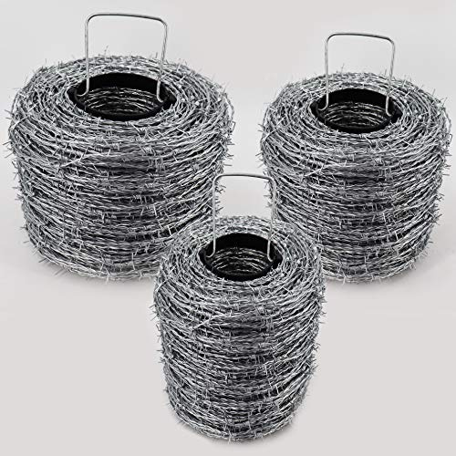 Aquagart Stacheldraht verzinkt I 1,6/1,7mm für Wildzaun Forstzaun Knotengeﬂecht I Stacheldraht silber I Stachelabstand 10cm I 2-drahtig/4-spitzig I Klingendraht I Weidedraht Rolle (Stacheldraht 1000m)