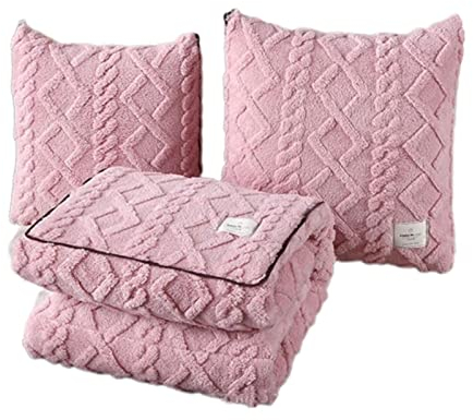 Kuscheldecke Decke Sofa Decken Blanket Wohndecke Baumwolle Warm Mädchen Jungen Erwachsene Multifunktionales Dekokissen Quilt Kissen Kissen Nickerchen Im Autobüro (pink,150×200cm)