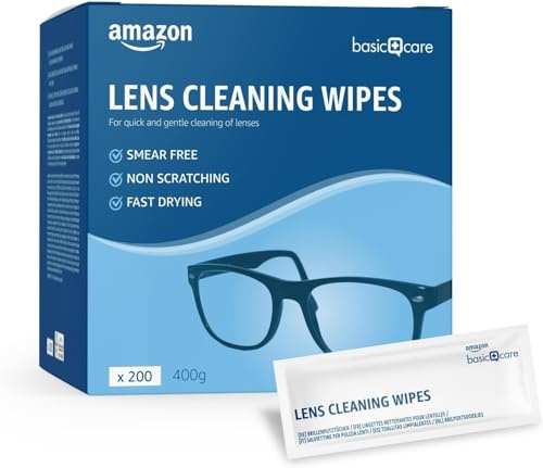 Amazon Basic Care Lens Cleaning Wipes, 200 Count