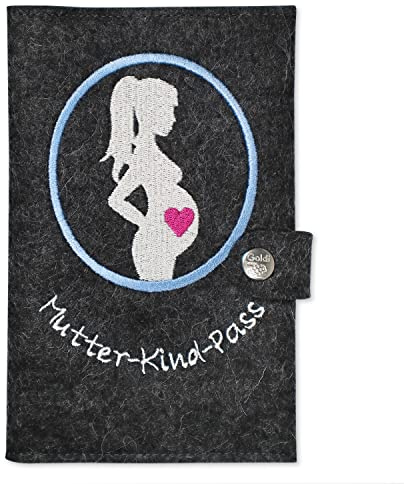 Goldi-Design mutterkindpasshülle österreich Herz aus Filz mit extra Fächer und Lasche mit Druckknopf (anthrazit meliert)