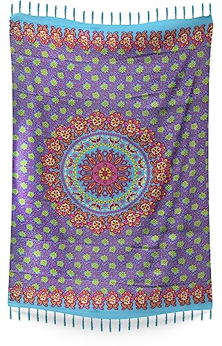 WORU Sarong Mandala Pareo Pañuelo de la cadera Falda Envolvente Toalla de Playa, turquesa, Talla única