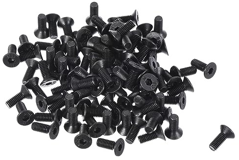 QUARKZMAN 100uds M3 x 8mm Hexagonal Zócalo Plano 10.9 Hueca Cabeza Negro | Cabeza Avellanado Tornillos, Tornillos Pernos, Aleación Acero, para Maquinaria y Muebles