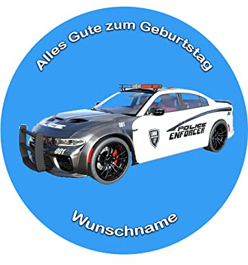 Tortenaufleger, Fondant, Wunschname, Tortenbild, Geburtstag, Polizei, Super Qualität, Ø 20cm, 06800