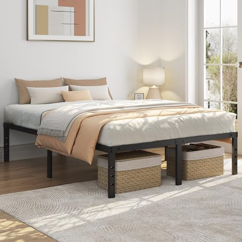 Yaheetech 41cm King Metal Bed Frame 5ft, Heavy Duty Steel Slat Support | 150 x 200 cm, 363kg weight capacity, non-slip mattress foundation, no box spring needed, under-bed storage, easy assembly