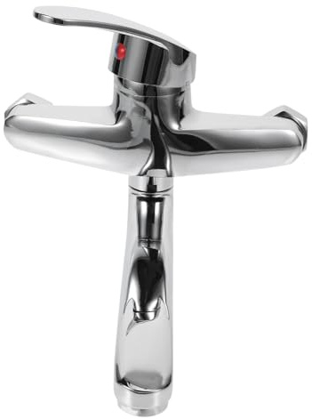 OSALADI Wandmontierter Wasserhahn aus Kupfer mit Doppelauslauf Mischbatterie für Küche und Bad Modernes Design Einfache Installation Einhebel Armatur in Silber