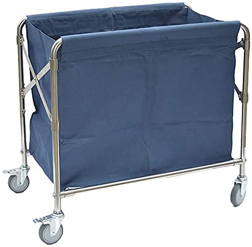 Regal, Küche, bewegliche Wagen, Blauer Wäschekorb, Faltbarer Wäschewagen, Wäschesammler mit abnehmbaren Stofftaschen, Wäschebehälter, Wäschekorb auf Rädern