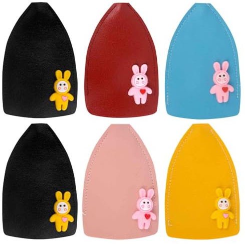 GWAWG Set di custodie in pelle per chiavi (set da 6 pezzi), porta chiavi per auto, custodia unisex per chiavi, borsa protettiva per telefono e chiavi, disponibile in nero, rosso, giallo, blu e rosa