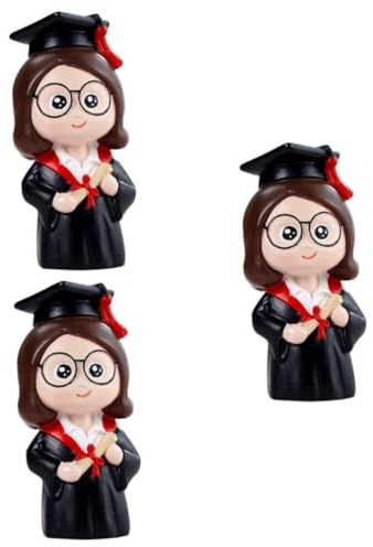 TOYANDONA 3pcs Graduation Cake Decoration Lovely Doctor Doll Cute Cake Topper for Graduation Parties and Celebrations for Dessert Table Adornment and Home Decoration