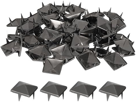 sourcing map Quadratische Pyramidennieten für Kleidung, 15 mm, Vierbacken-Nieten, Kupfer, Punk-Rock-Nagelkopf-Punk-Punk-Rock-Punk-Punkte für Taschen, Schuhe, Lederwaren, 150 Stück (Metallic-Schwarz)