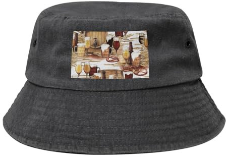 KEDDJI Bier und Weinfass, Bucket Hat Erwachsene Fischerhut Läufermütze Fischerhüte Sonnenhut