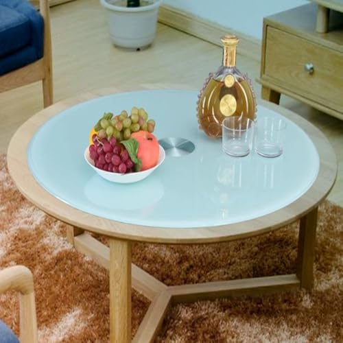 QSPNVFB 90cm Piatto Girevole in Vetro Bianco, Rotondo Vassoio Girevole per Tavolo da Pranzo 60cm 80cm Grande Lazy Susan Giradischi da Tavola Centrotavola(78cm(30inch))