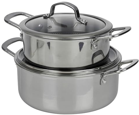 HEXTEC Laser Etched Honeycomb Non Stick Stainless Steel Cookware Pots, Pans & Frying Pan Sets, Induction Ready, Oven & Dishwasher Safe with Stay Cool Handles, PFOA Free