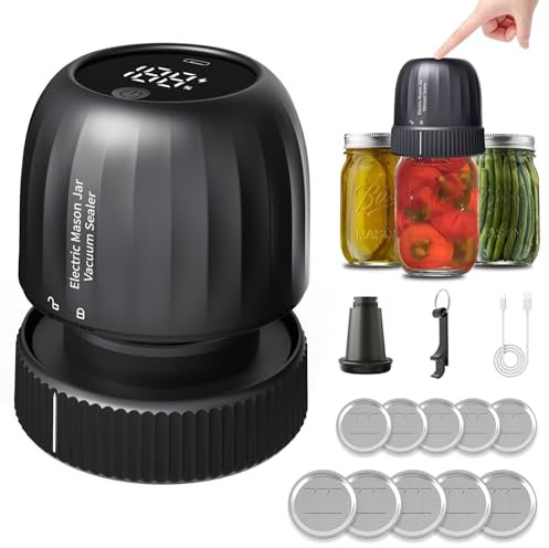 ZPP Mason Jar Vacuum Sealer, Electric Mason Genie Vacuum Sealer Kit with Wide & Regular Mouth Mason Lids, Vacuum Sealer for Food Canning Jars