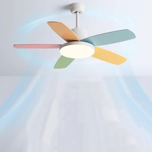 Kids Quiet Ceiling Fan With Light Wood Ceiling Fans With Lights Remote 36 Inch Creative Ceiling Fan Light Children Room Color Fan Blade Ceiling Fans With Lights Mute Flush Mount Ceiling Fan Fixtures
