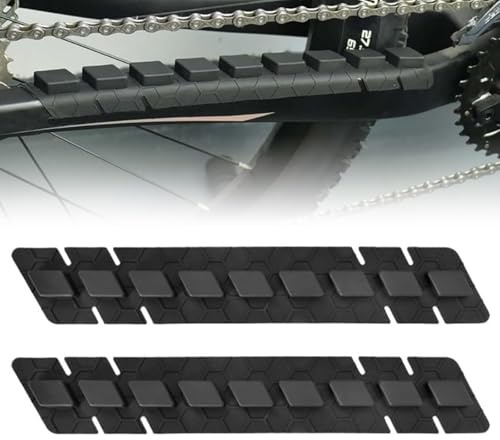 HARY 2Pcs MTB Chainstay Protector, Bike Chain Rub Protector, Bicycle Chainstay Protection Sticker, Silicone Frame Guard, Durable Self-Adhesive for Mountain Bike Frame Protection Fits Most Bikes