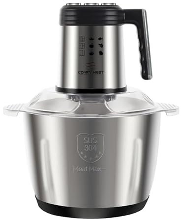 Comfy Nest,CNBLD5, Hachoir multifonction 5L 1000W, ideal para picar, mezclar y preparar recetas fácil y rápido, tamaño 5L, color Plata