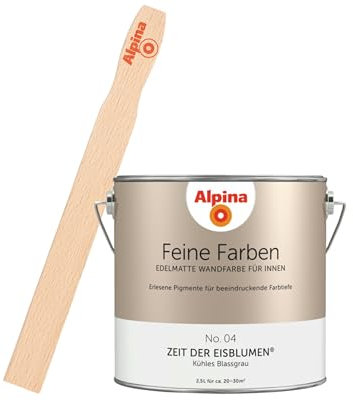 Alpina Feine Farben inkl. Rührstab – No. 04 Zeit der Eisblumen – edelmatte Innenfarbe - Wandfarben für einzigartige Farbwirkungen und Raumstimmungen – Kühles Blassgrau - 2,5 Liter