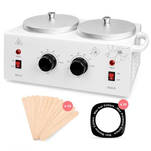 Double Wax Warmer for Hair Removal, Dual Pot Professional Wax Heater with Adjustable Temperature for Beauty Salon & Home Use – Suitable for Women & Men