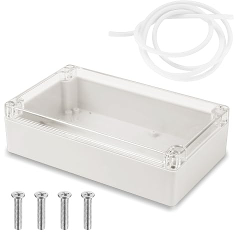 Wasserdichte IP65 Leergehäuse, 1er-Pack Elektronische Gehäuse Box, 200 x 120 x 75 mm Kunststoffgehäuse mit Transparenter Abdeckung, Universelles Projektgehäuse, Anschlussdose