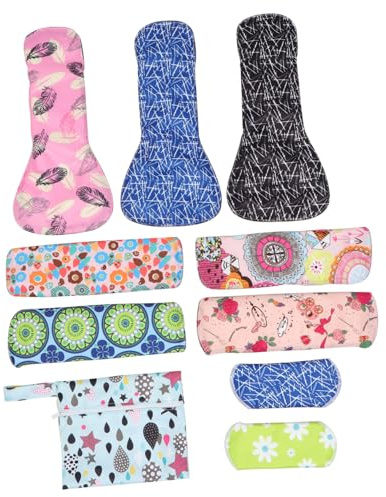 NIYANGLE 9piezas Toalla Sanitaria Bambú Lavable Paquete De Compresas Menstruales De Bambú Toallas Sanitarias Reutilizables Para Uso Diario y Protección Menstrual