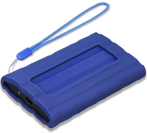 Lacdo Silicone Fundas para Discos Duros Externos para Samsung T7 Shield Portable SSD 1TB 2TB 4TB Unidad de Estado Sólido Externa, Funda Protectora de Silicona para T7 Shield SSD, con Cordón, Azul