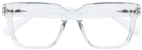 OPULIZE ERA Lunette anti lumiere bleue femme & homme - Lunettes Loupe Ecran/Gaming - Cadre Surdimensionné - Anti-éblouissement Anti-Reflet Protection UV - Transparent - +2,50
