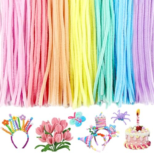 CYEER 1000 Stück Pfeifenputzer zum Basteln 7 Farben, Pfeifenreiniger zum Basteln, Pfeiffenputzer Pfeifenreiniger Blumen Set für Blumenstrauß DIY (Bunt)