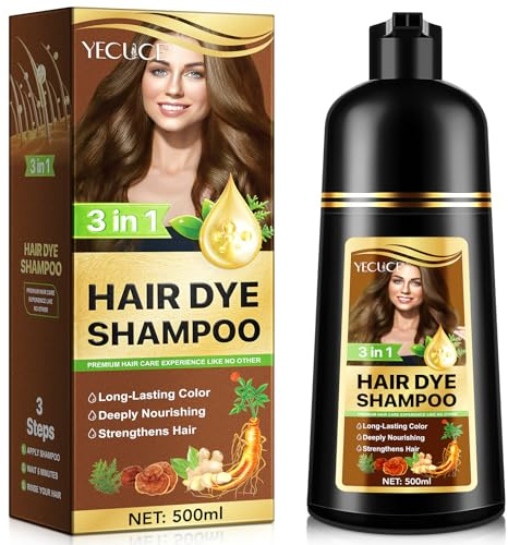 Haarfärbeshampoo 3in 1, Herbal Ingredients, Natürliches Sofort Haarfarben Shampoo, Haarfarbe Shampoo Gegen Graue Haare Abdecken, Sofortiges Haarfärbeshampoo 500ml (Coffee)