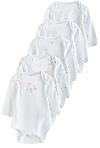 NEXT Bebé Pack de 5 bodis de manga larga 100% algodón para bebé White Character 3 Meses-6 Meses