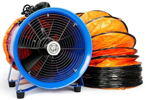 Sewinfla 12-inch 520W Utility Blower, High Velocity Low Noise Portable Exhaust Fan 3350 r/min with 33ft PVC Flexible Duct Hose, Heavy Duty Cylinder Ventilator for Home & Workplace Fume Ventilation
