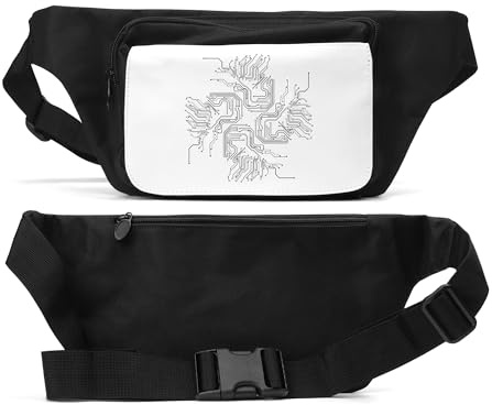 Kretskort linjer grafisk unisex midjeväska svart