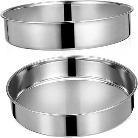 CLISPEED 2 Pièces Moule à Gâteau Rond Inox Lot de Cuisson Uniforme Résistant Haute Température pour Pâtisserie Dessert et Préparation Repas