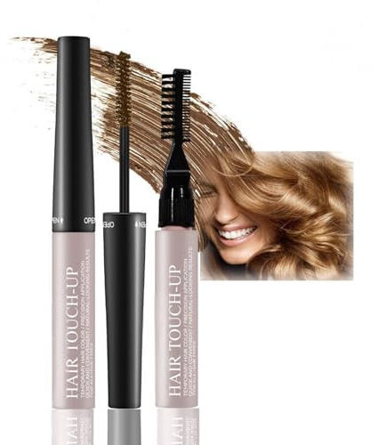 3-in-1 Semi Permanent Hair Dye Brush for Root Touch Up & Beard Colour Stick - Waterproof Long Lasting Grey Coverage Temporary Hair Colour for Men Women Root Cover Up (Light Brown)