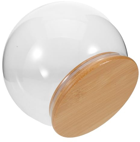Ipetboom Cupola in Vetro Trasparente con Base in Bambù 165 CM – Copertura Espositiva per Fiori Eterni Campana Decorativa Antipolvere per Rose e Ornamenti Vetrina Versatile per Casa e