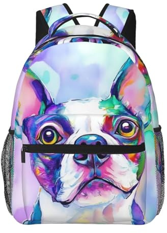 Kinder Rucksack Freizeit Schulrucksack Hund Haustier Hundekunst Unisex Kindertasche für Kindergarten Schule Mädchen 29X40cm