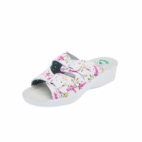 JOMIX Sandalias Mujer Verano Cómodas con Doble Tira y Hebilla Ajustable Plantilla Anatómica Transpirable Cuña Ligera Antideslizante