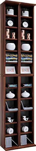 VCM Regal DVD CD Rack Möbel Aufbewahrung Holzregal Holz Standregal Schrank Anbauprogramm Kern-Nussbaum Almera